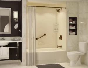 A new shower remodeled for a small bathroom in Colorado.