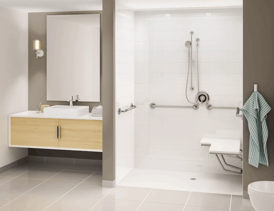 Updated bathroom featuring custom Bath Fitter installation in Arvada
