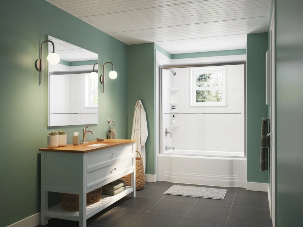 Bathroom with an acrylic bathtub